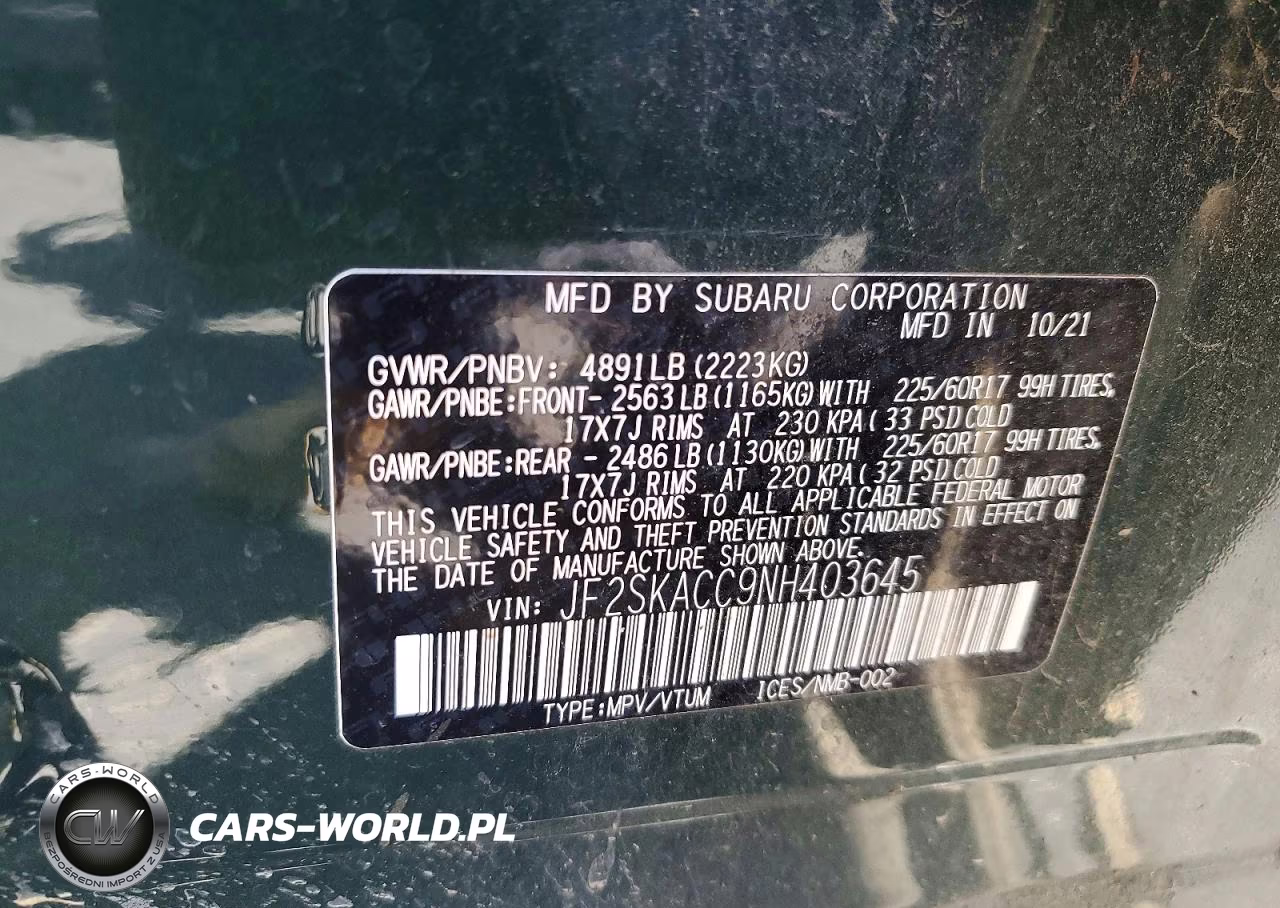 2022 Subaru Forester VIN:JF2SKACC9NH403645 - 13