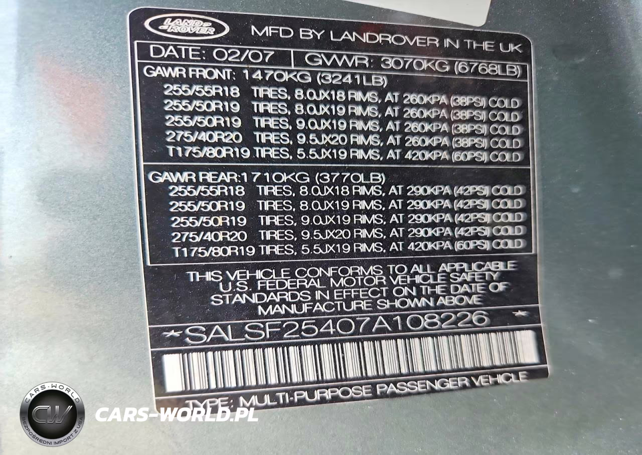 2007 Land Rover Range Rover Sport Hse VIN:SALSF25407A108226 - 13