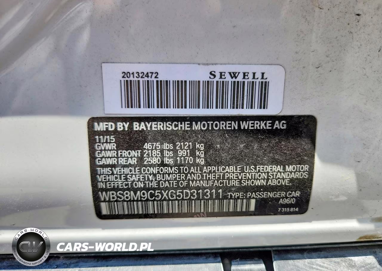 2016 BMW M3 VIN:WBS8M9C5XG5D31311 - 13
