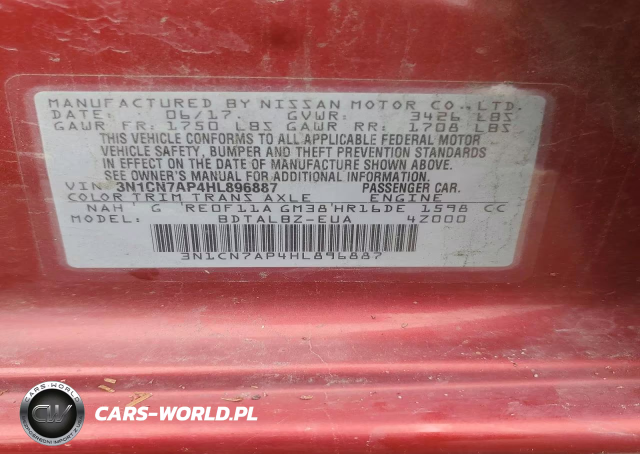 2017 Nissan Versa 1.6 Sv VIN:3N1CN7AP4HL896887 - 12