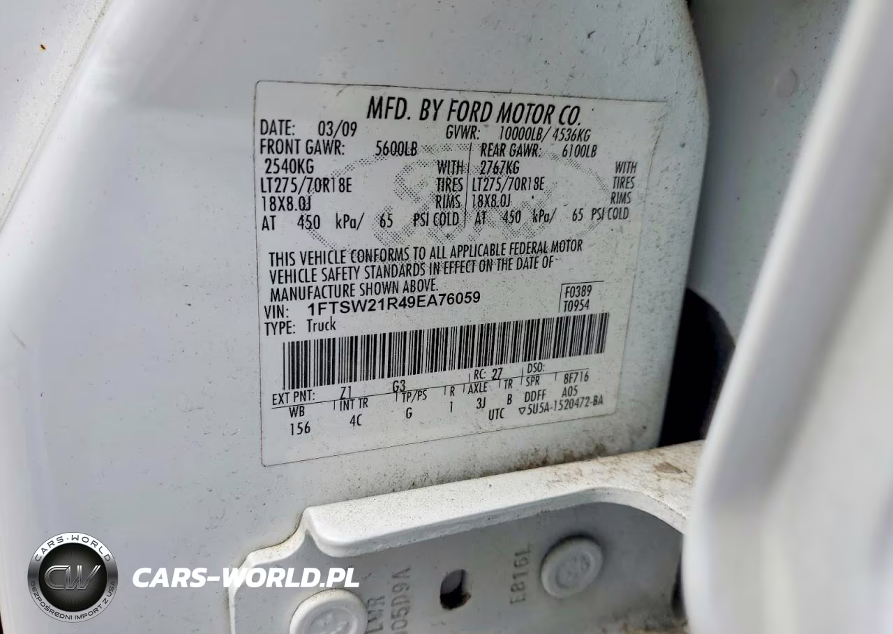 2009 Ford F250 Super Duty VIN:1FTSW21R49EA76059 - 13