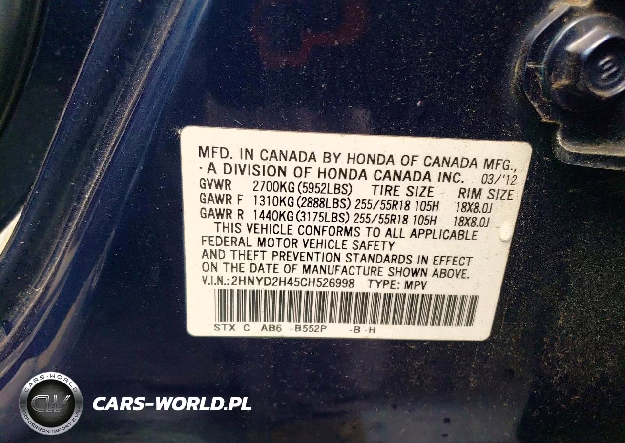 2012 Acura Mdx Technology VIN:2HNYD2H45CH526998 - 13