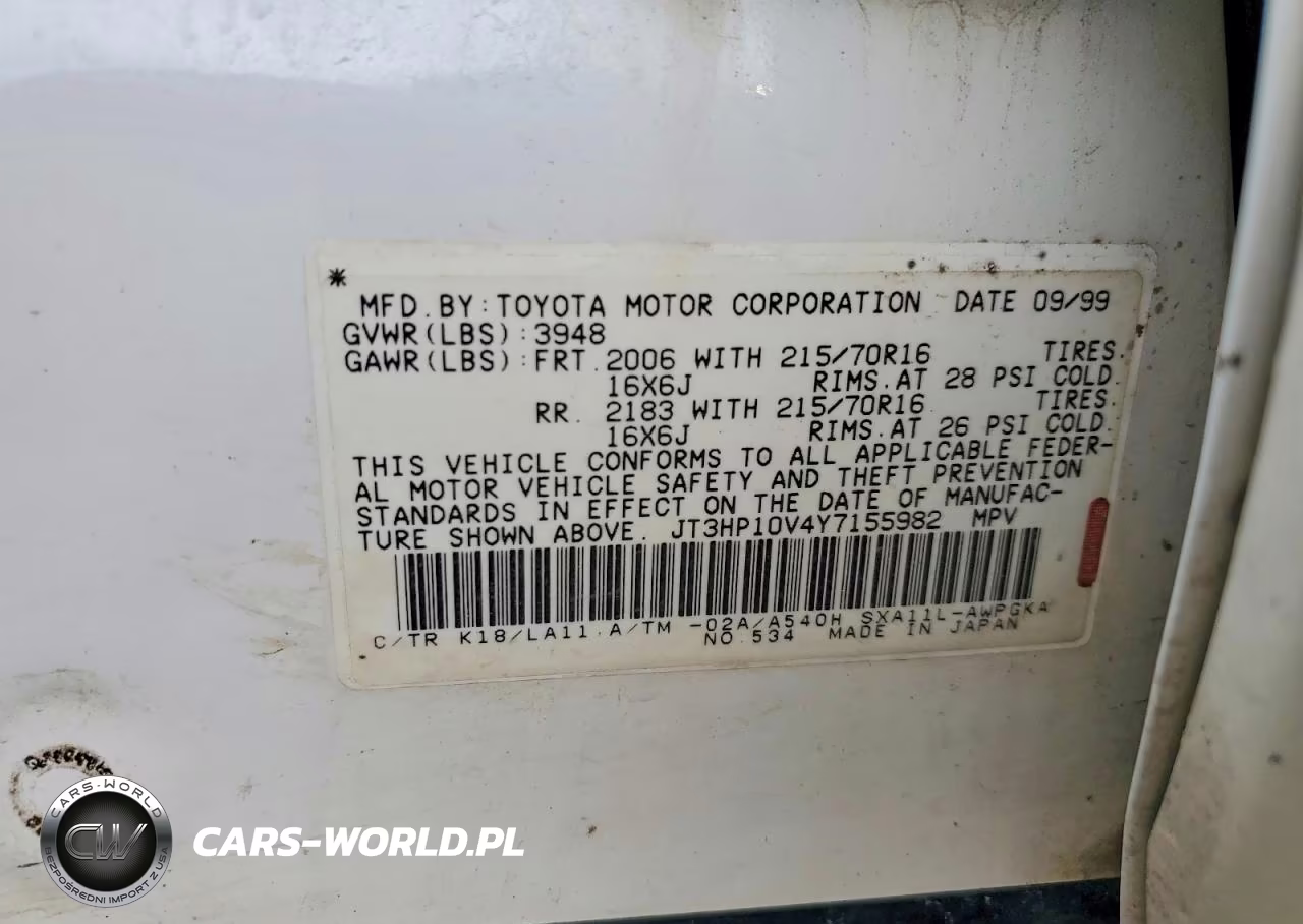 2000 Toyota Rav4 Base VIN:JT3HP10V4Y7155982 - 12