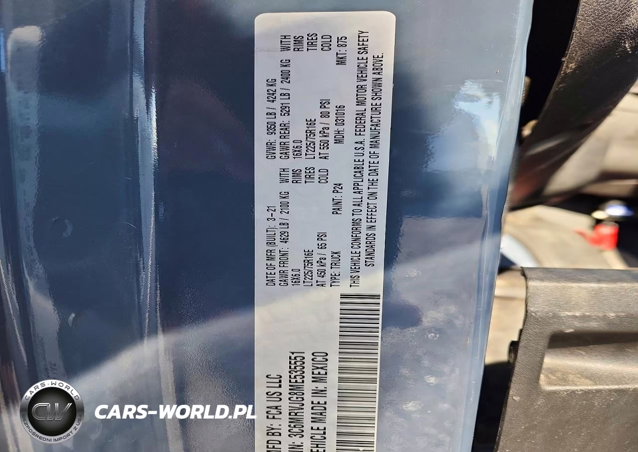2021 Ram Promaster 3500 Delivery Van VIN:3C6MRVJG8ME535551 - 13