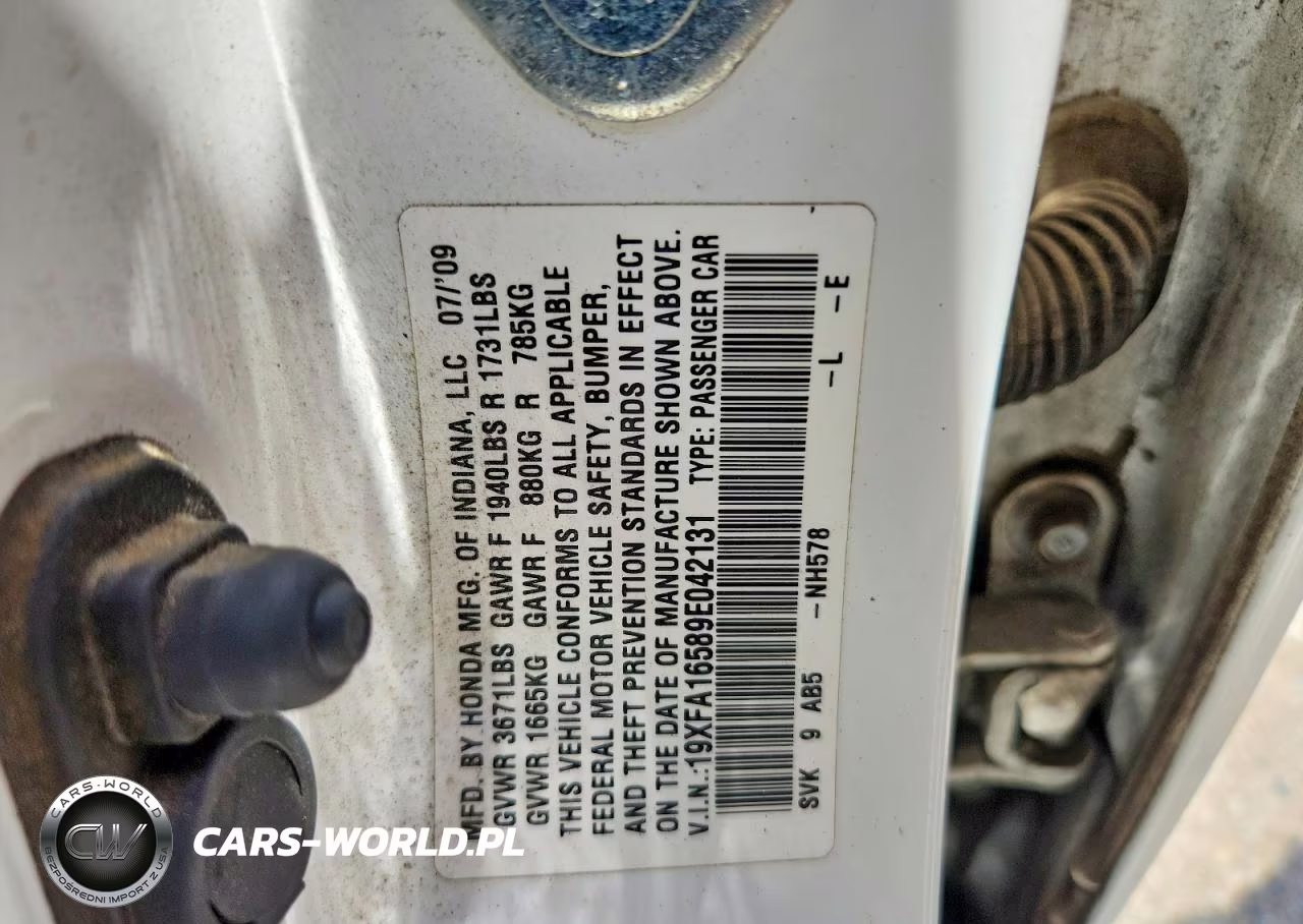 2009 Honda Civic Lx VIN:19XFA16589E042131 - 12