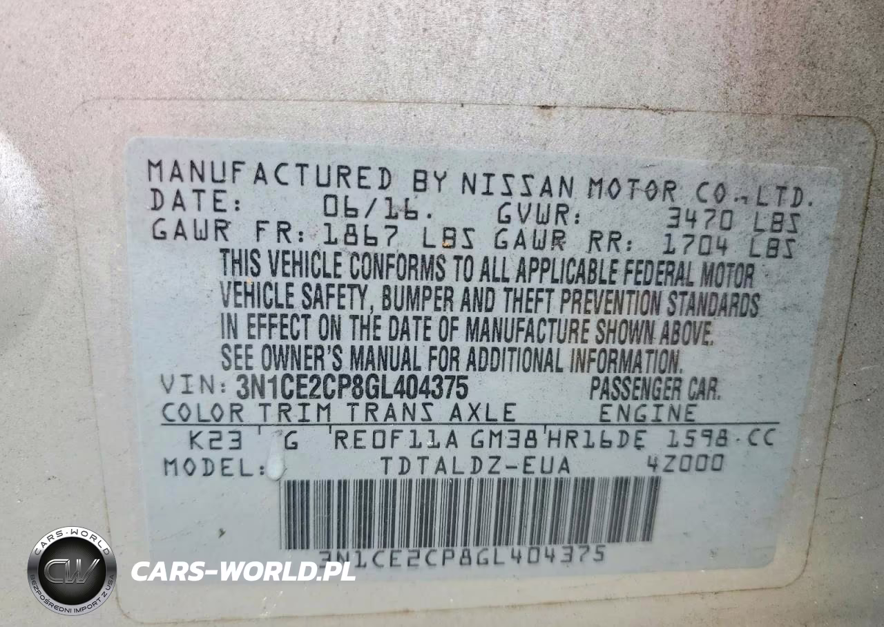 2016 Nissan Versa Note Sv VIN:3N1CE2CP8GL404375 - 12