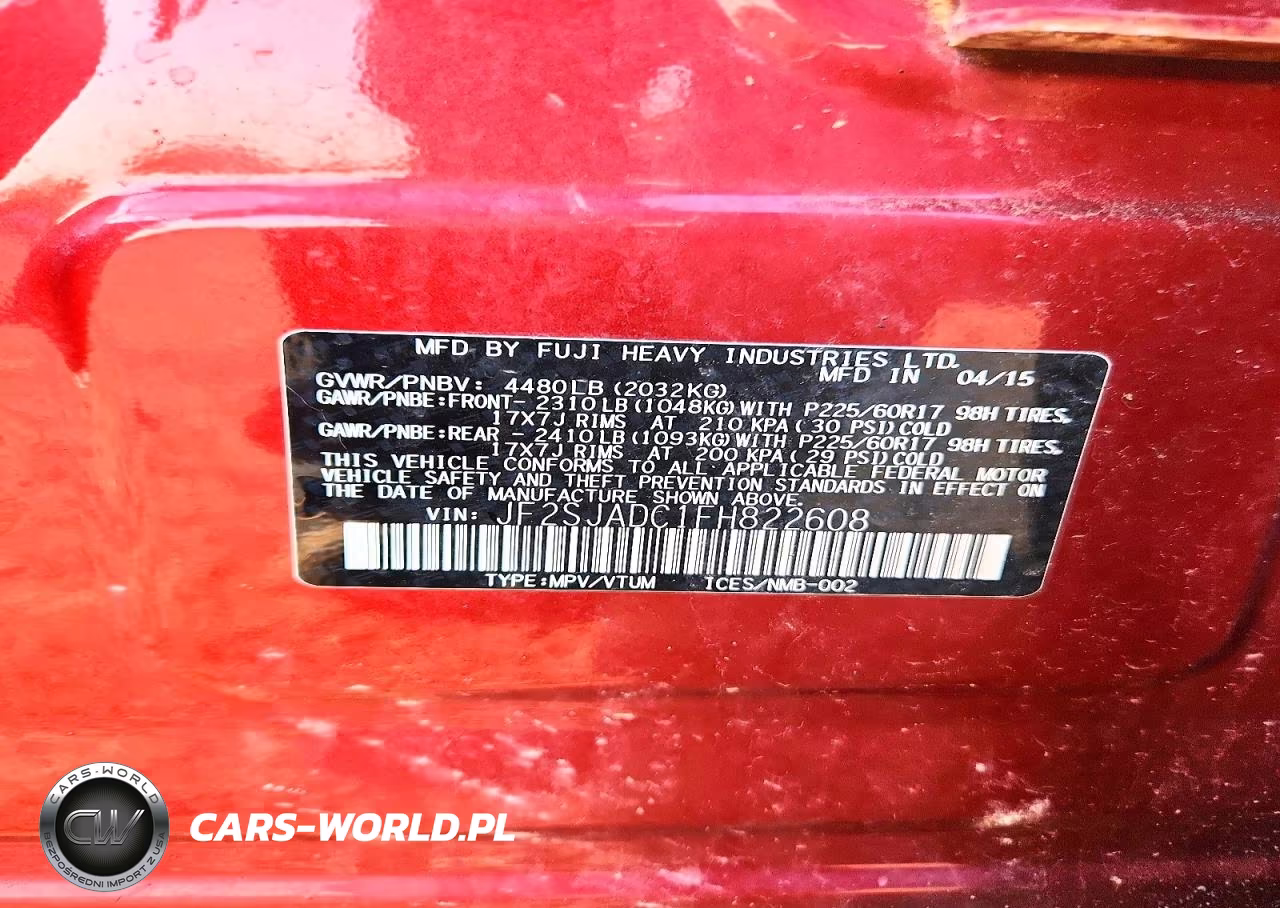 2015 Subaru Forester 2.5I Premium VIN:JF2SJADC1FH822608 - 12