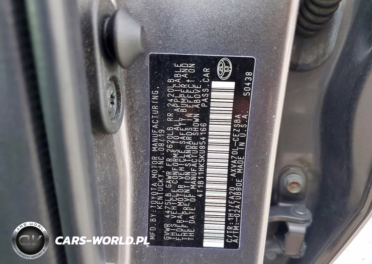 2019 Toyota Camry Se VIN:4T1B11HK5KU854166 - 12
