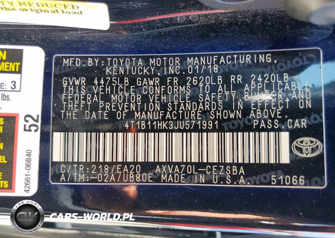 2018 Toyota Camry Se VIN:4T1B11HK3JU571991 - 12