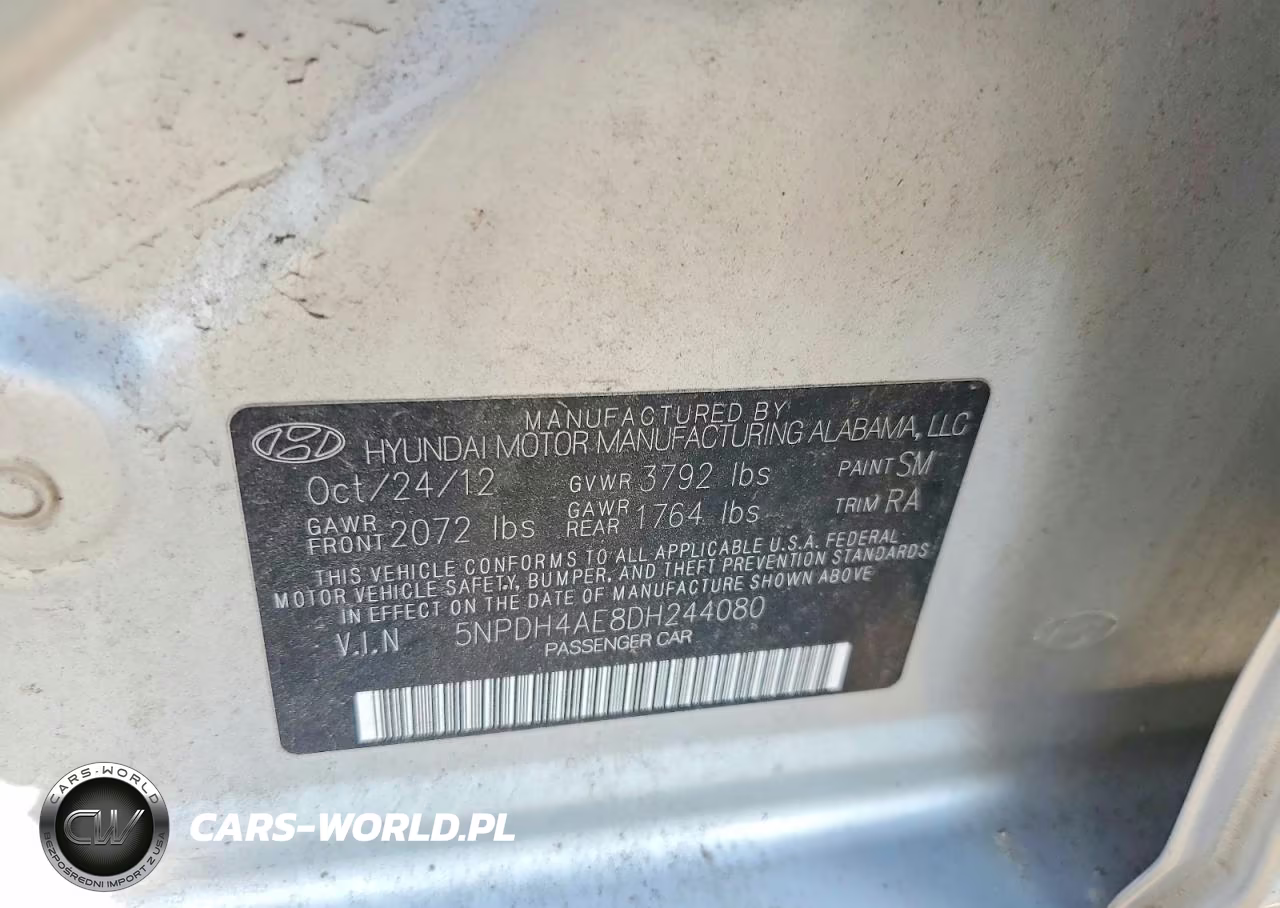 2013 Hyun Elantra VIN:5NPDH4AE8DH244080 - 12