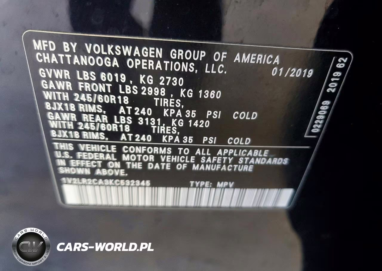 2019 Volkswagen Atlas Se VIN:1V2LR2CA3KC532345 - 13
