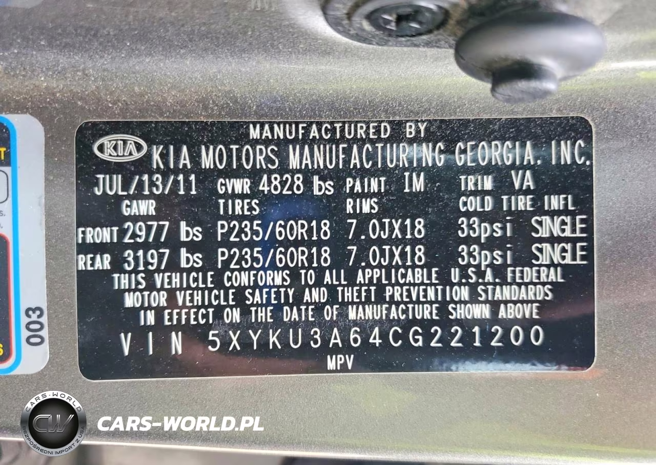 2012 Kia Sorento Ex VIN:5XYKU3A64CG221200 - 13