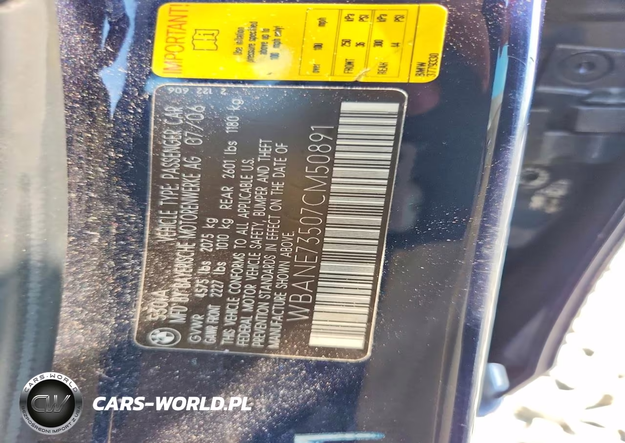 2007 BMW 530 I VIN:WBANE73507CM50891 - 12