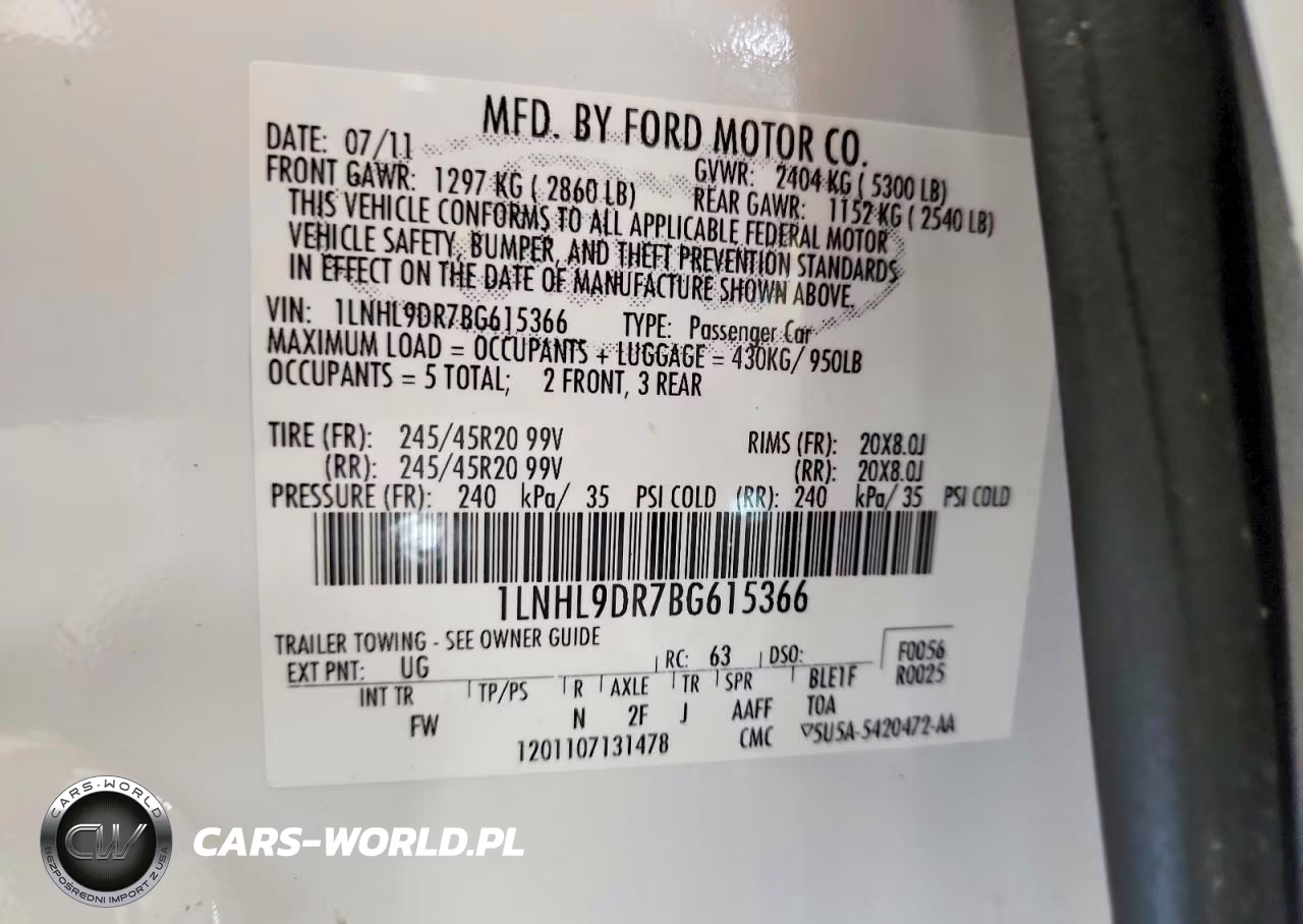 2011 Lincoln Mks VIN:1LNHL9DR7BG615366 - 13