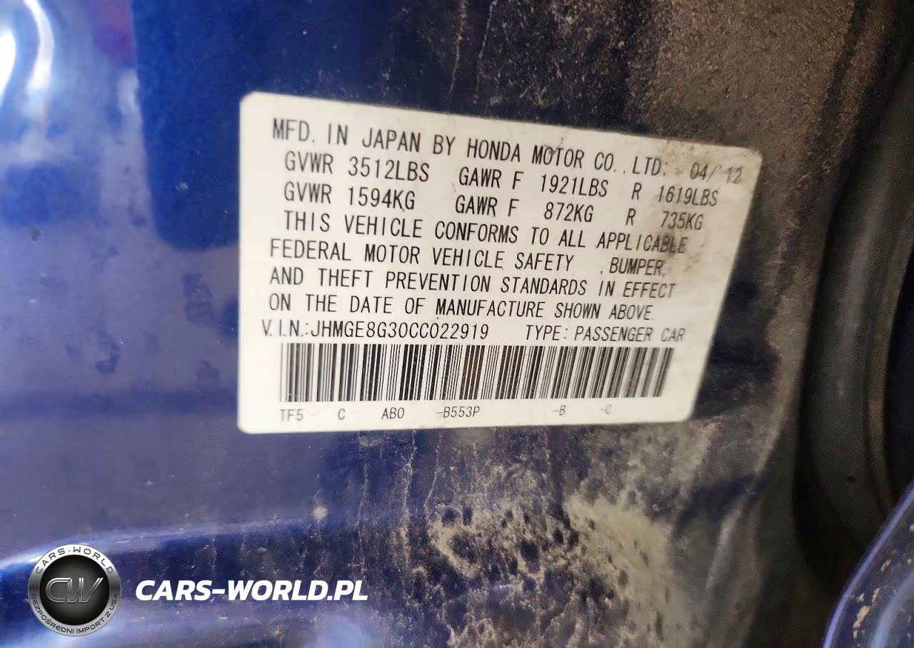 2012 Honda Fit VIN:JHMGE8G30CC022919 - 12