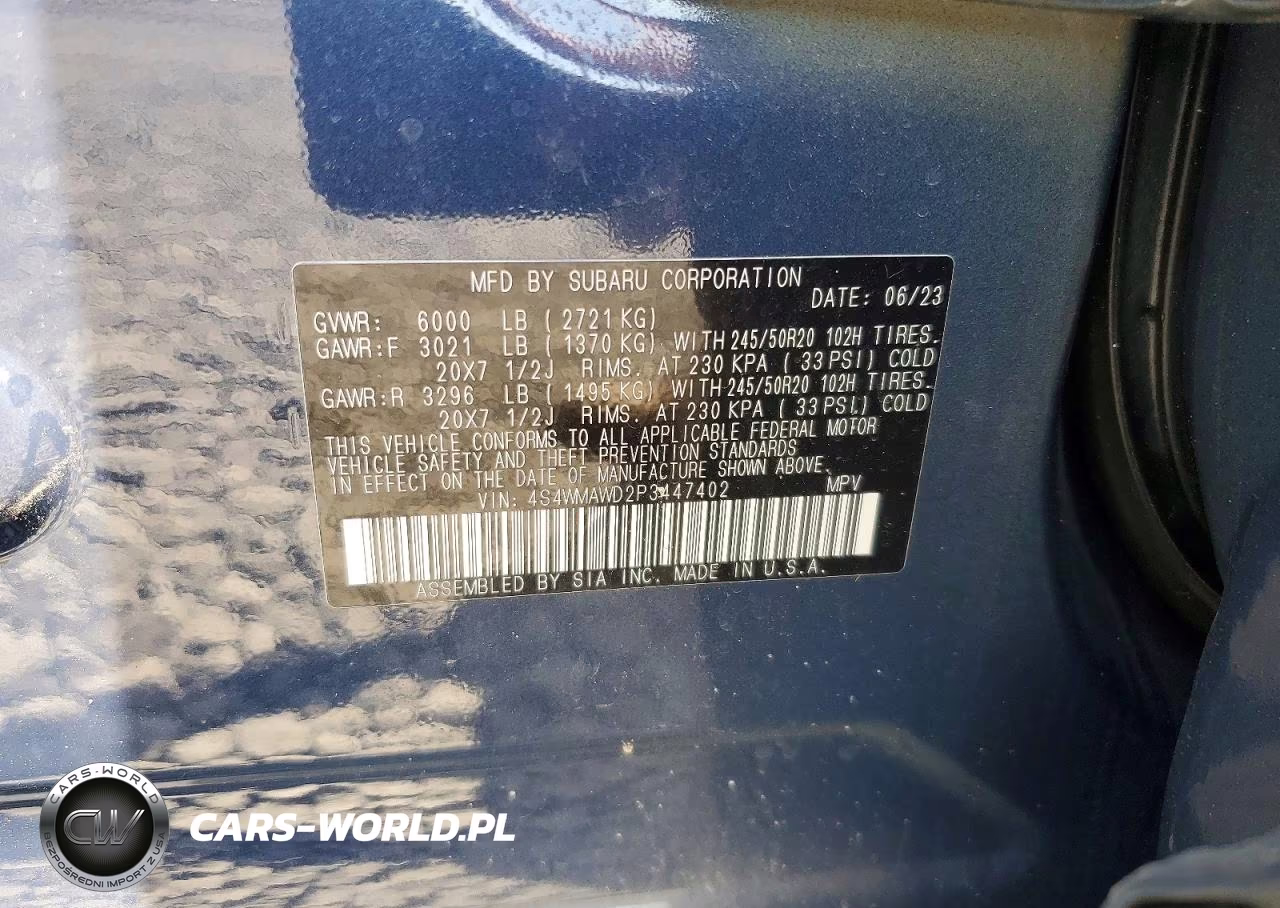 2023 Subaru Ascent Touring VIN:4S4WMAWD2P3447402 - 14