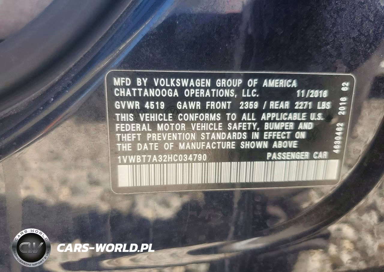 2017 Volkswagen Passat Se VIN:1VWBT7A32HC034790 - 12