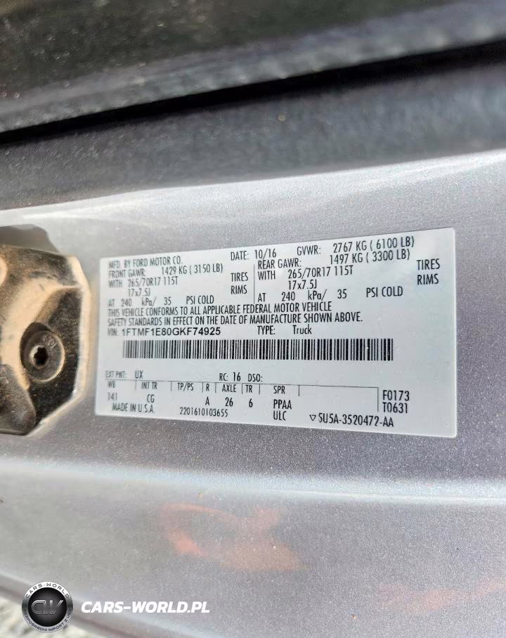 2016 Ford F150 VIN:1FTMF1E80GKF74925 - 13