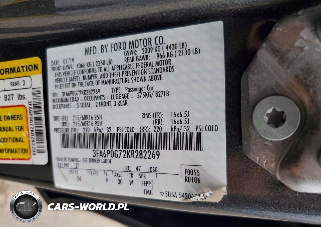 2019 Ford Fusion S VIN:3FA6P0G72KR282269 - 12