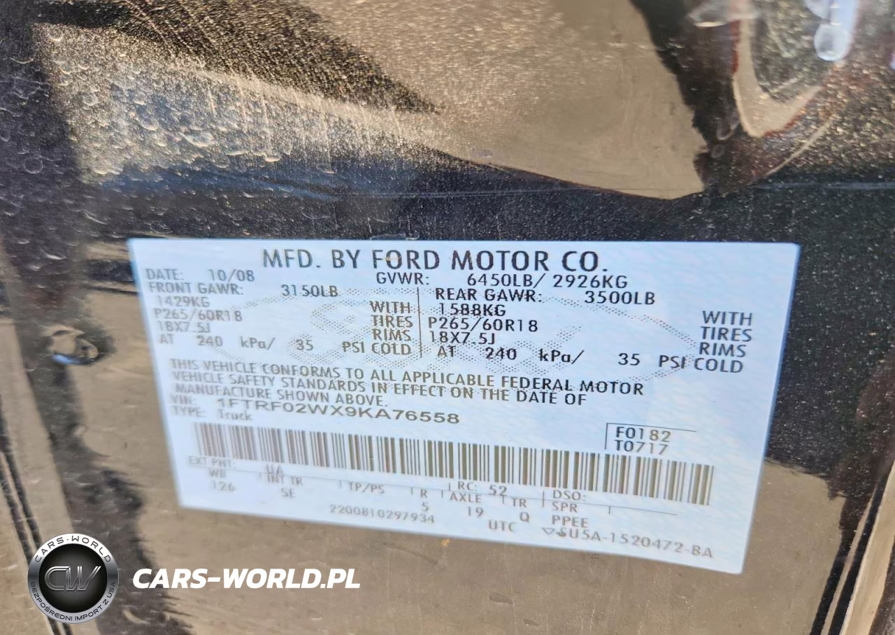2009 Ford F150 VIN:1FTRF02WX9KA76558 - 12
