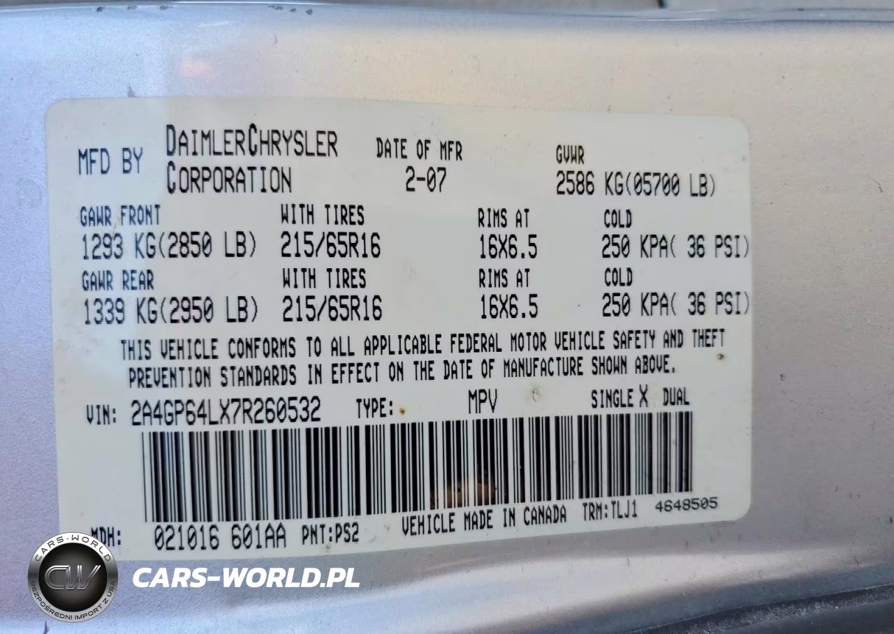 2007 Chrysler Town & Country Limited VIN:2A4GP64LX7R260532 - 13