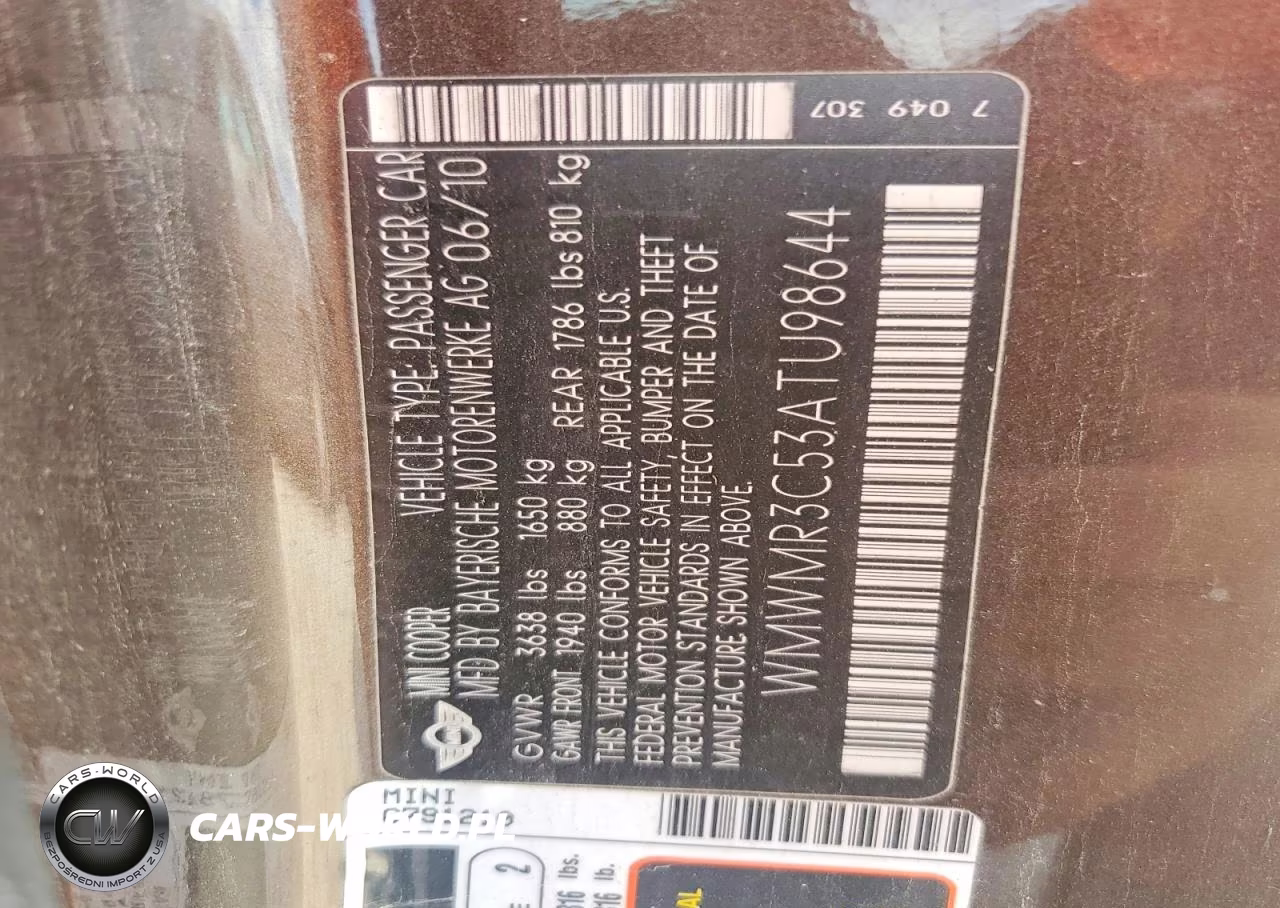 2010 Mini Cooper VIN:WMWMR3C53ATU98644 - 13