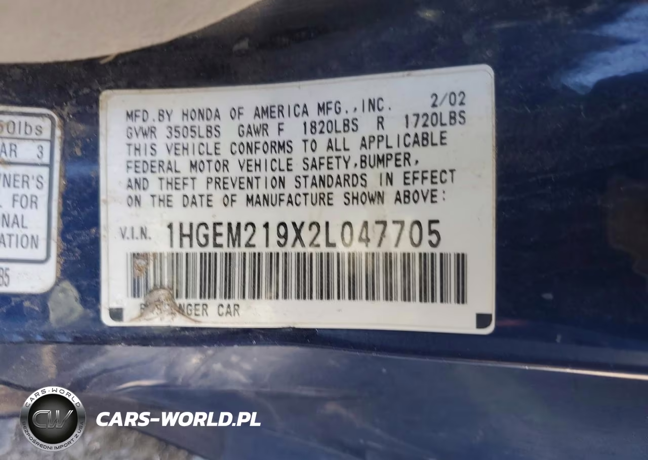 2002 Honda Civic Ex VIN:1HGEM219X2L047705 - 13