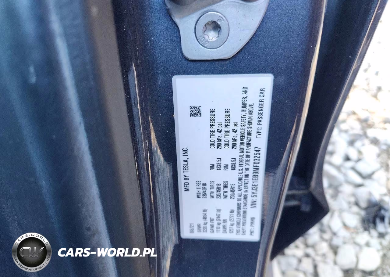 2021 Tesla Model 3 VIN:5YJ3E1EB9MF032547 - 12