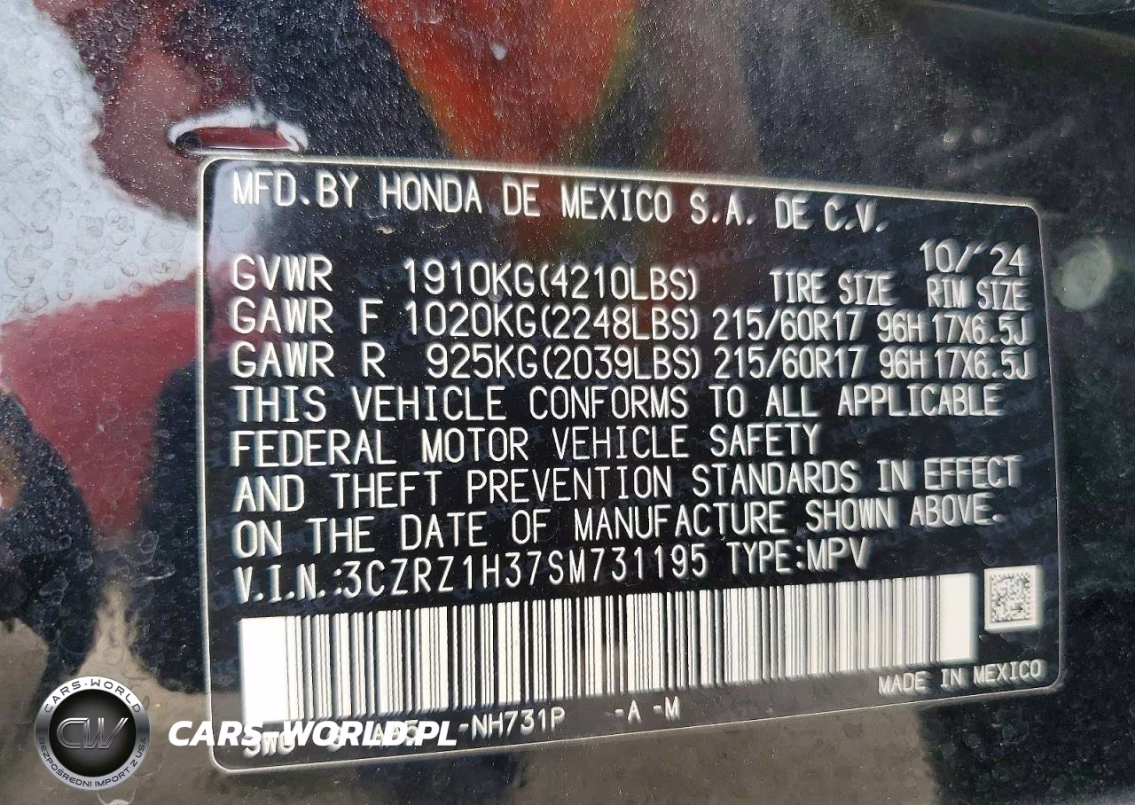 2025 Honda Hr-V Lx VIN:3CZRZ1H37SM731195 - 12