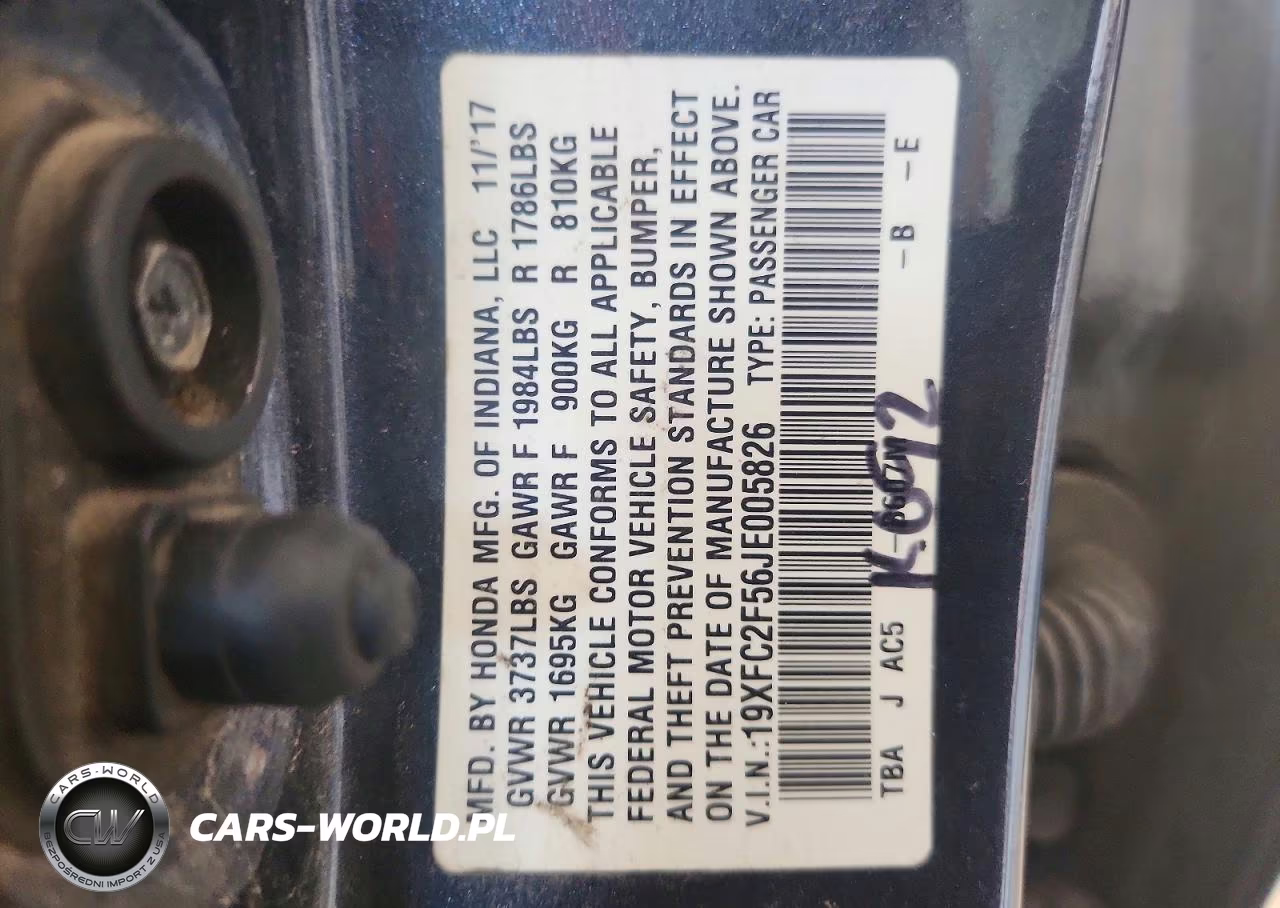 2018 Honda Civic Lx VIN:19XFC2F56JE005826 - 12