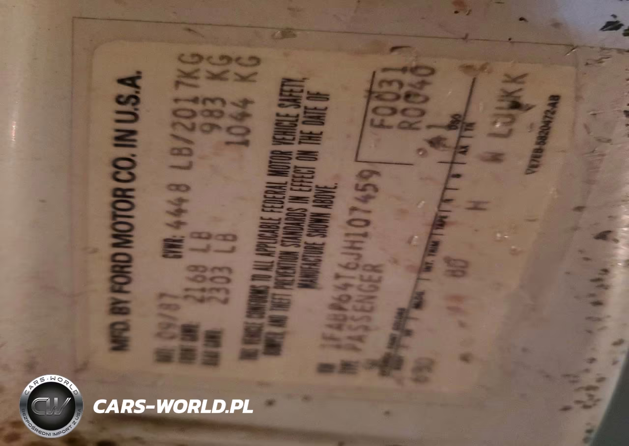 1988 Ford Thunderbird VIN:1FABP64T6JH107459 - 12