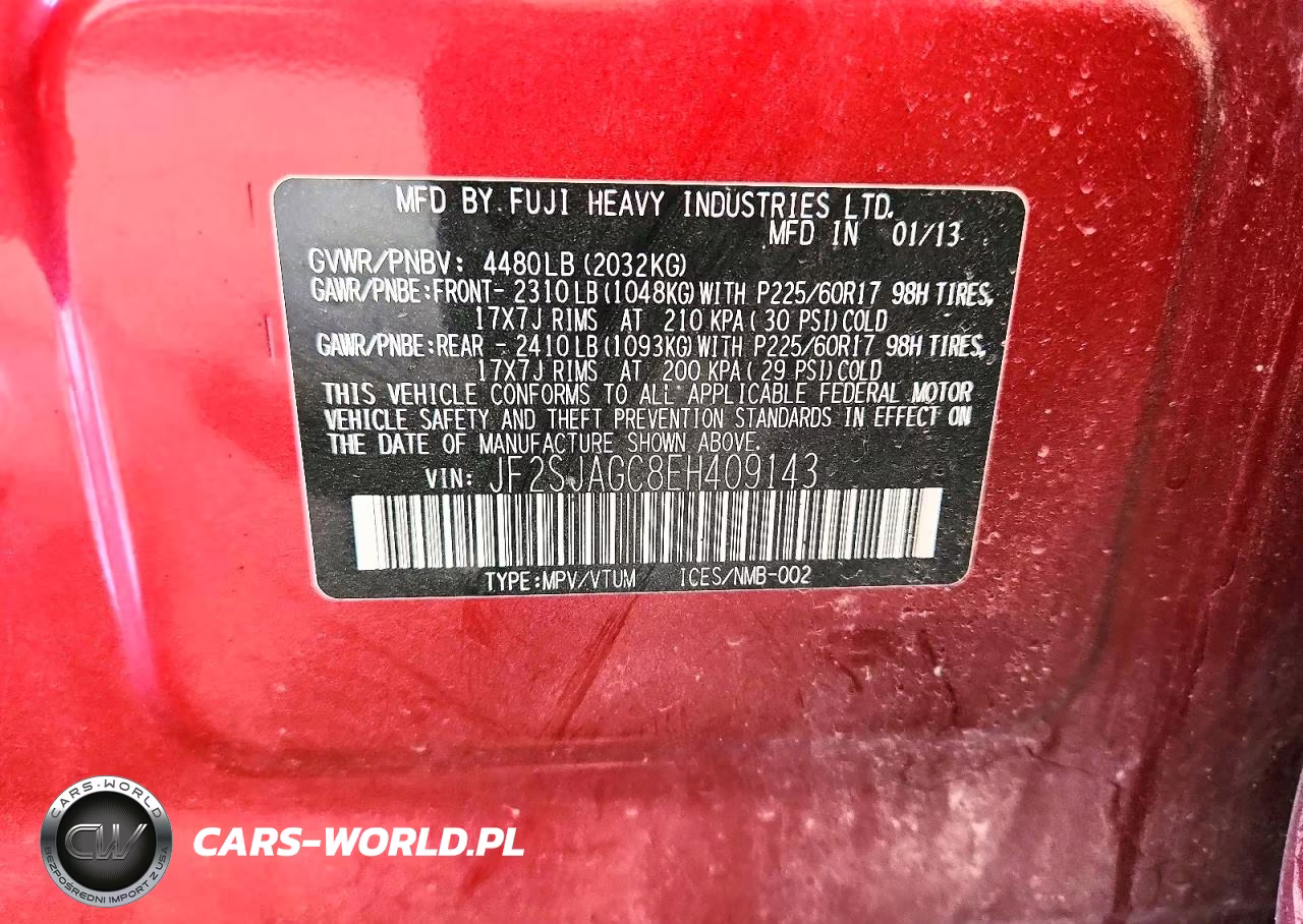 2014 Subaru Forester 2.5I Premium VIN:JF2SJAGC8EH409143 - 14