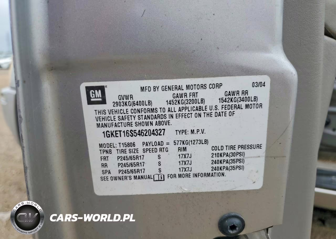 2004 GMC Envoy Xl VIN:1GKET16S546204327 - 13