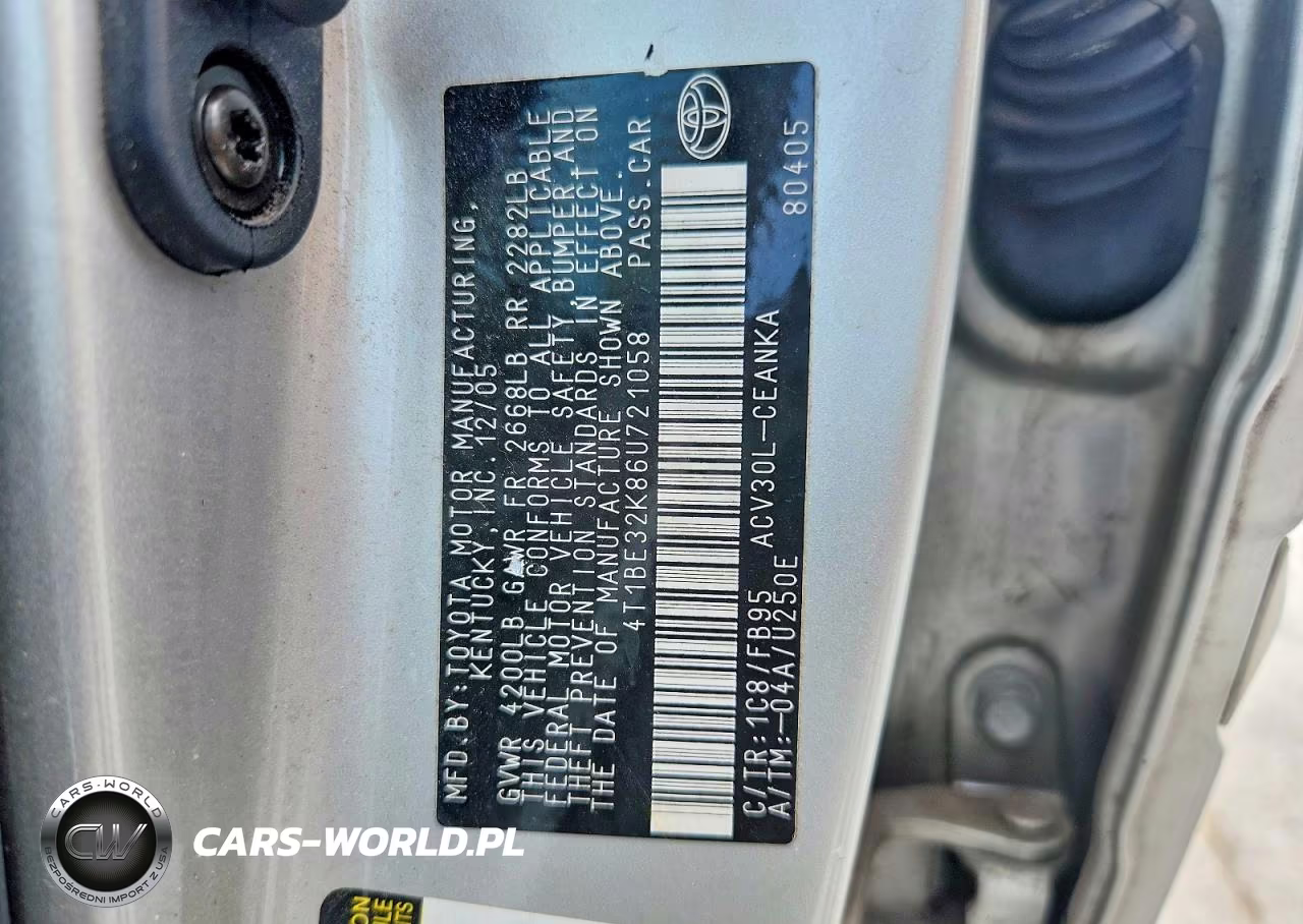 2006 Toyota Camry Le VIN:4T1BE32K86U721058 - 12