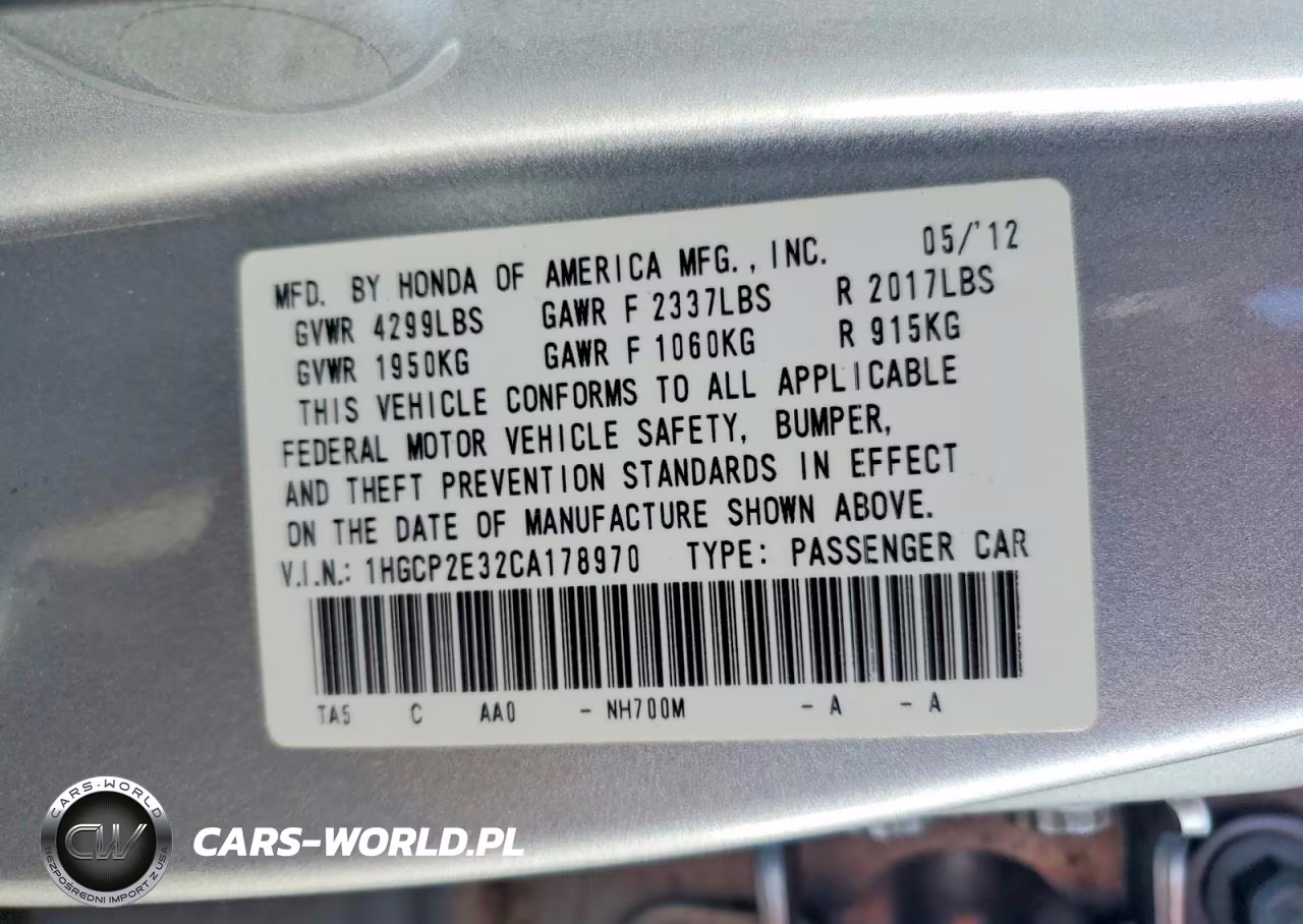 2012 Honda Accord Lx VIN:1HGCP2E32CA178970 - 12