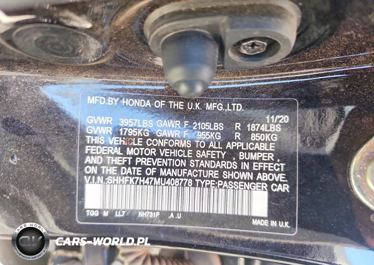 2021 Honda Civic Sport VIN:SHHFK7H47MU408778 - 13