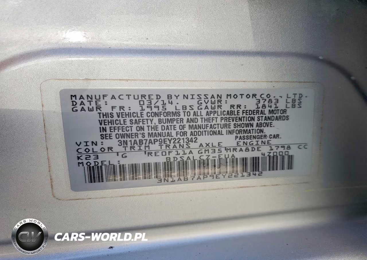 NISSAN SENTRA S VIN:3N1AB7AP9EY221342 - 12