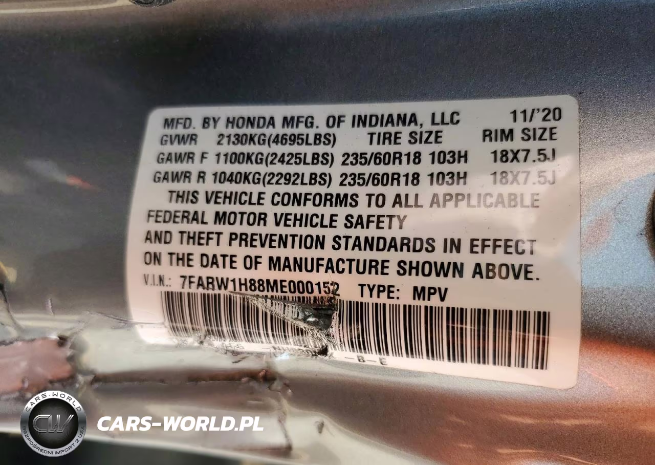 2021 Honda Cr-V Exl VIN:7FARW1H88ME000152 - 13