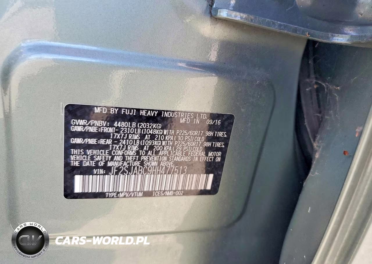 2017 Subaru Forester 2.5I VIN:JF2SJABC9HH477513 - 12