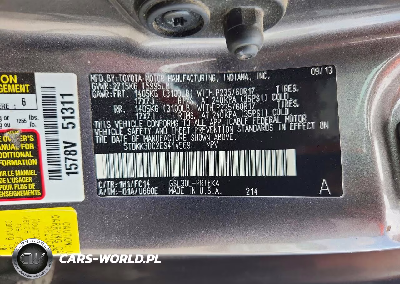 2014 Toyota Sienna Le VIN:5TDKK3DC2ES414569 - 13