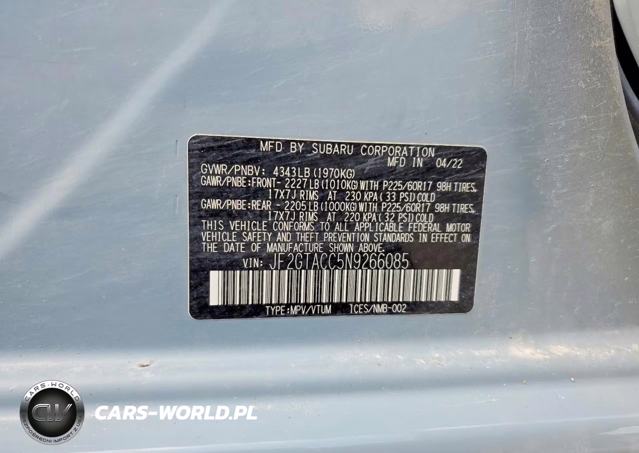 2022 Subaru Crosstrek Premium VIN:JF2GTACC5N9266085 - 13