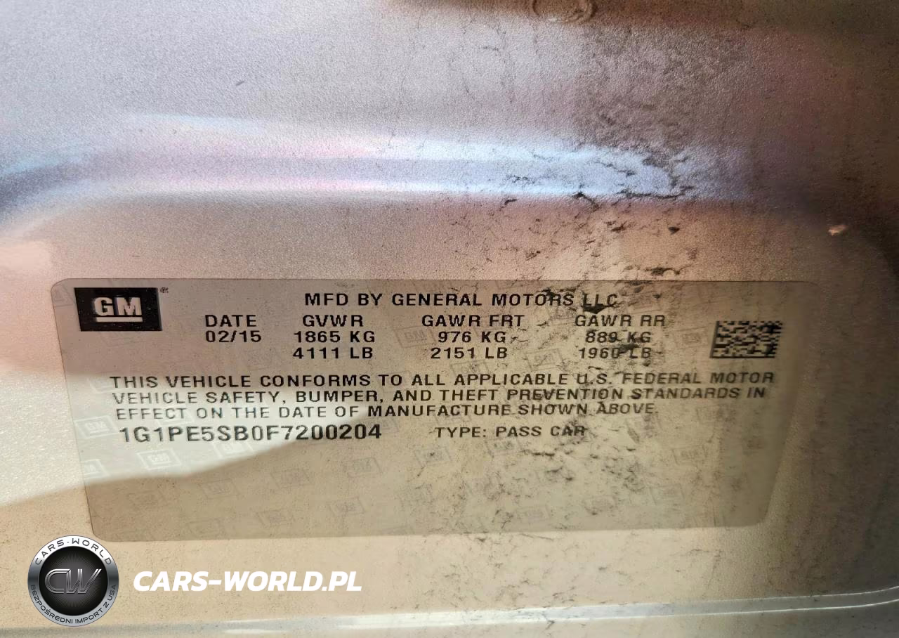 2015 Chevrolet Cruze Lt VIN:1G1PE5SB0F7200204 - 13