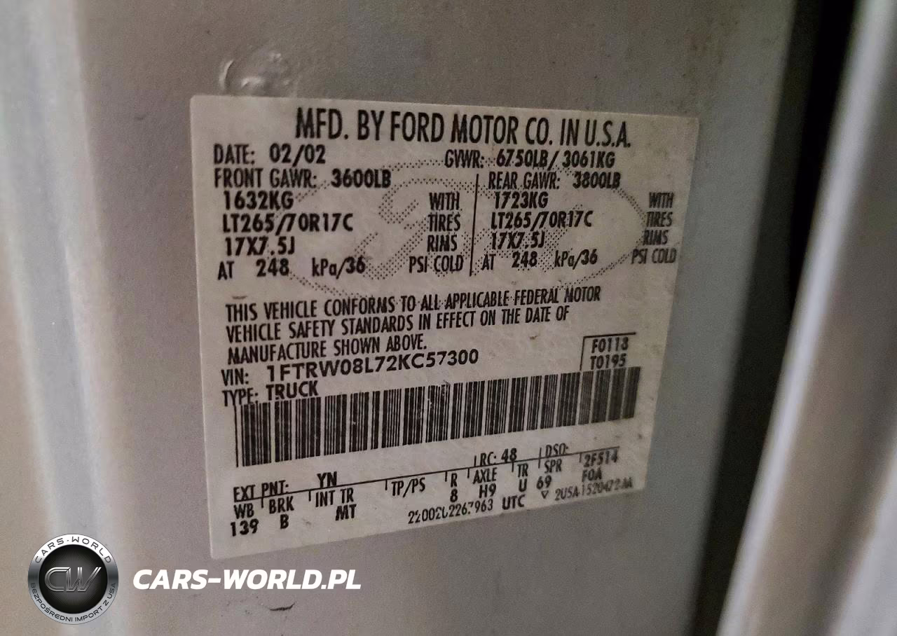2002 Ford F150 Supercrew VIN:1FTRW08L72KC57300 - 12