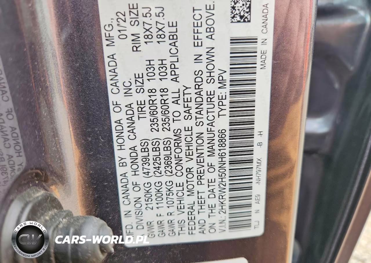 2022 Honda Cr-V Ex VIN:2HKRW2H50NH618866 - 13