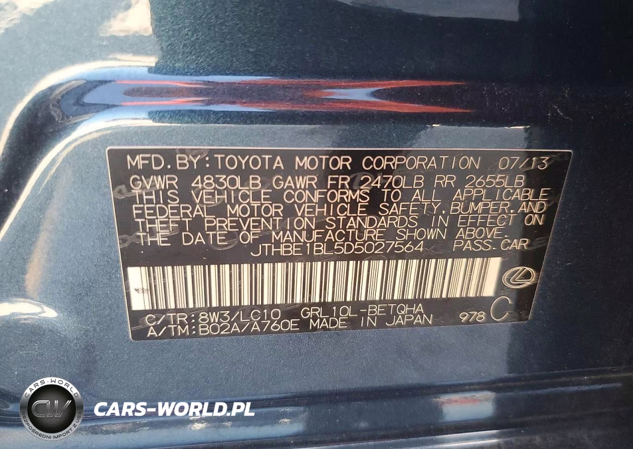 2013 Lexus Gs 350 VIN:JTHBE1BL5D5027564 - 12