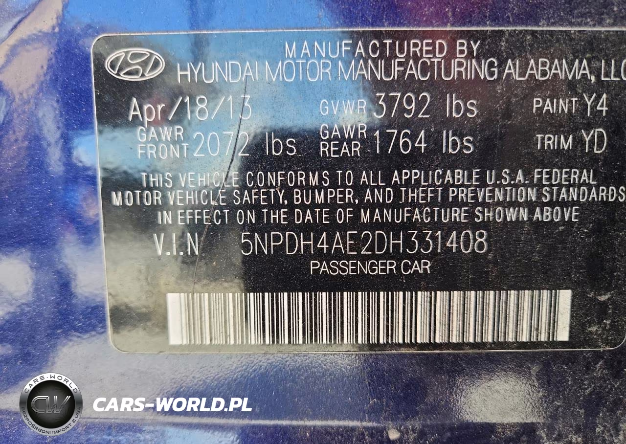 2013 Hyundai Elantra Gls VIN:5NPDH4AE2DH331408 - 12