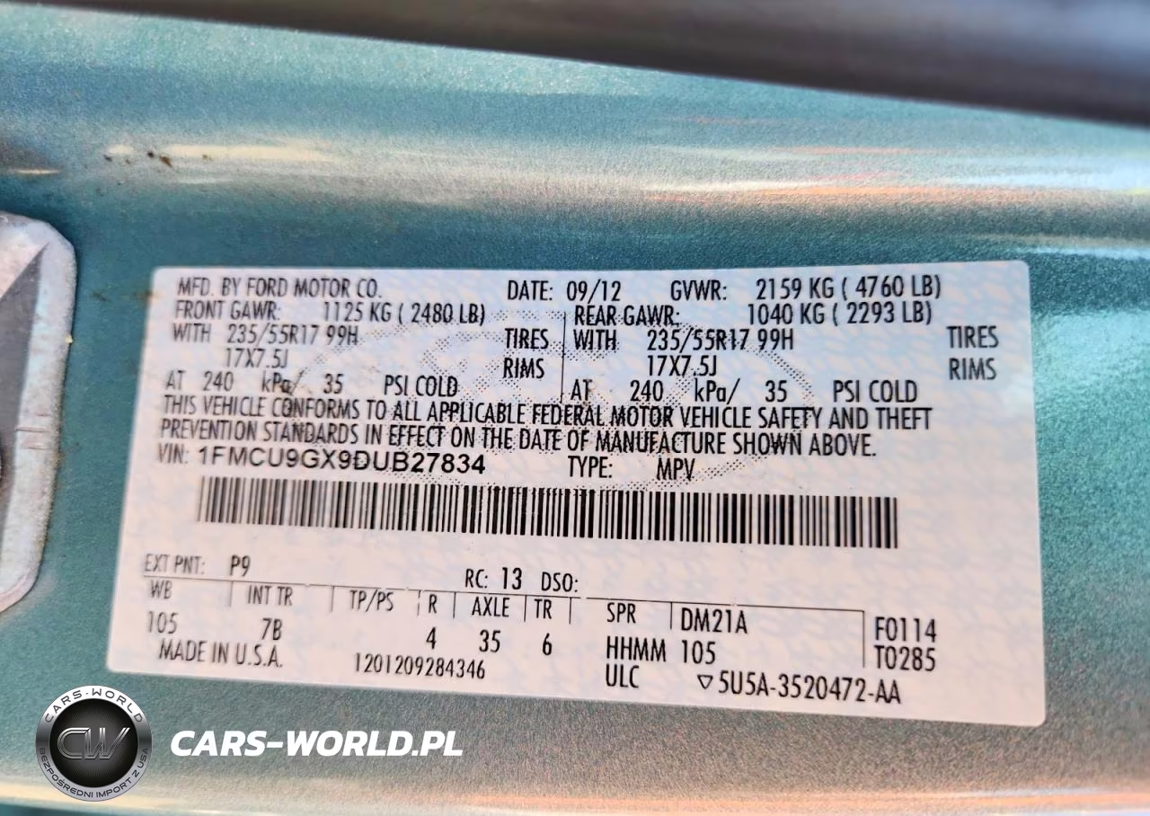 2013 Ford Escape Se VIN:1FMCU9GX9DUB27834 - 14