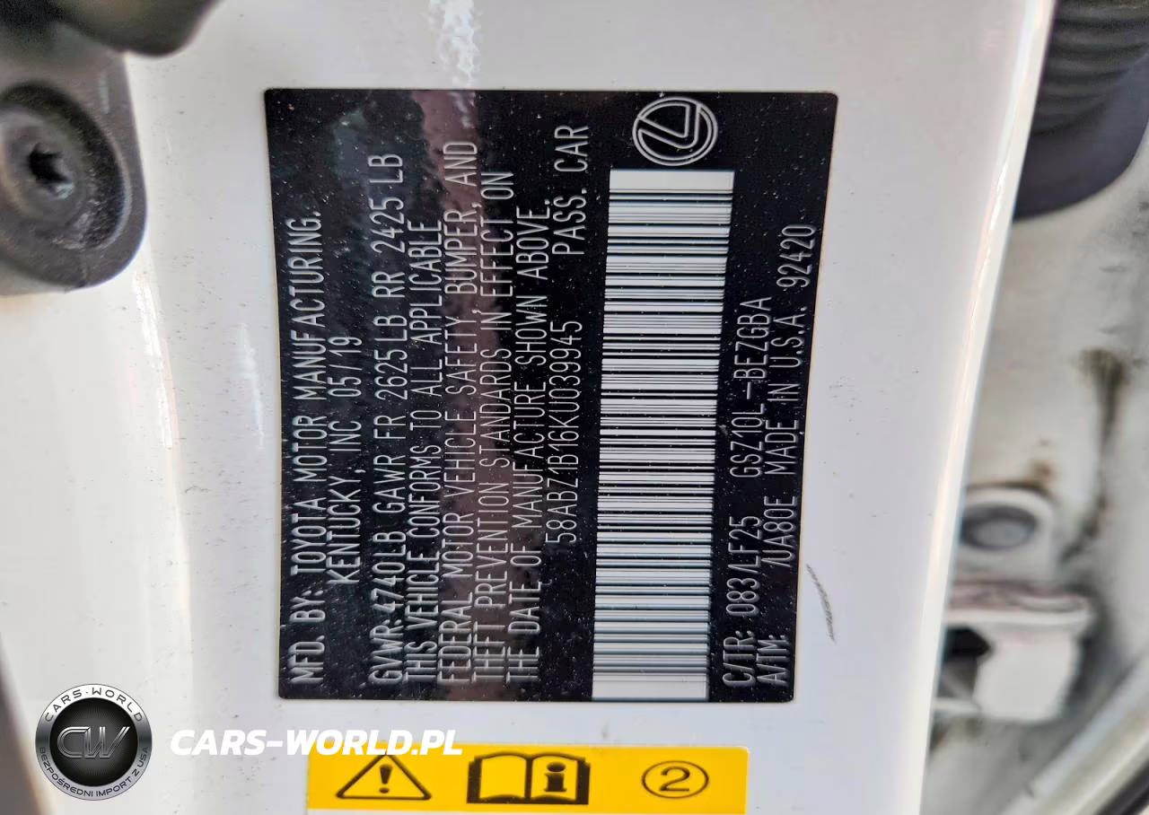 2019 Lexus Es 350 VIN:58ABZ1B16KU039945 - 12