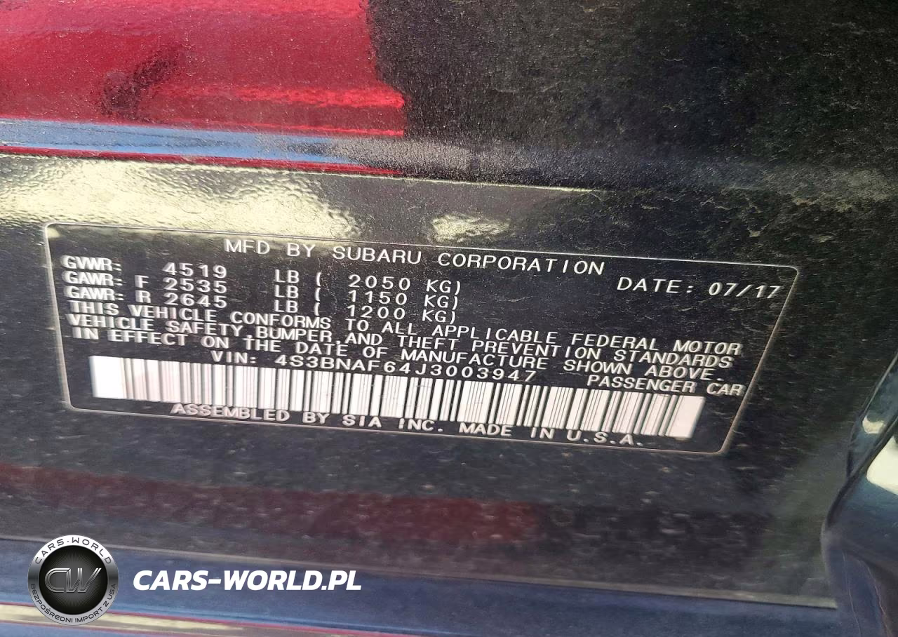 2018 Subaru Legacy 2.5I Premium VIN:4S3BNAF64J3003947 - 12
