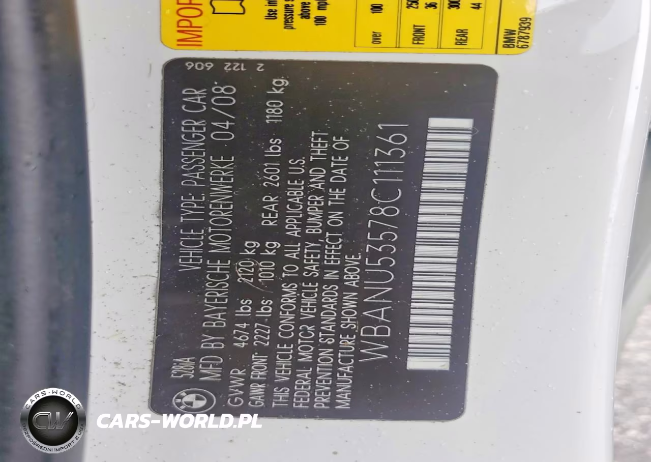 2008 BMW 528 I VIN:WBANU53578C111361 - 12